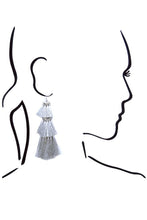 Load image into Gallery viewer, Fanned Silver Tassel Earrings